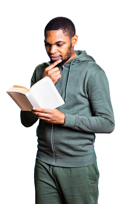 man with book